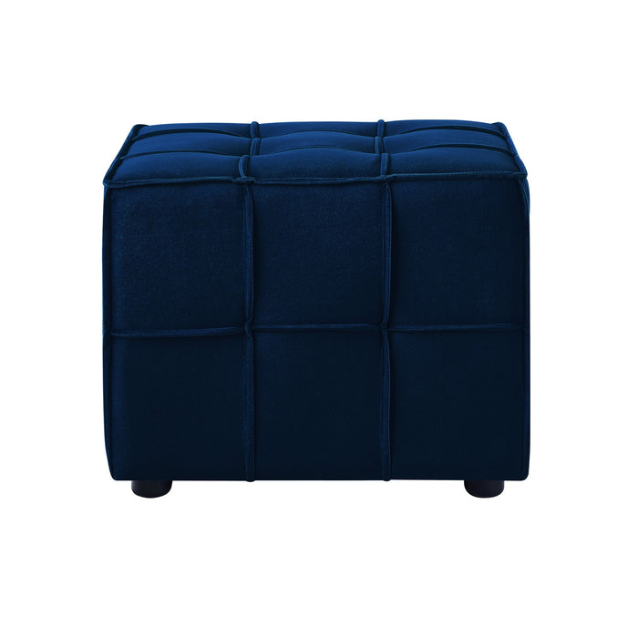 Cube Velvet Ottoman - Navy Blue / Black