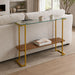 Console Table With Shelf, 2 Tier Living Room - Gold / Walnut Home Essentials