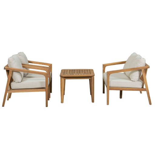 Westin - Outdoor Acacia Wood 4 Pieces Chat Set - Teak / Beige Noble House