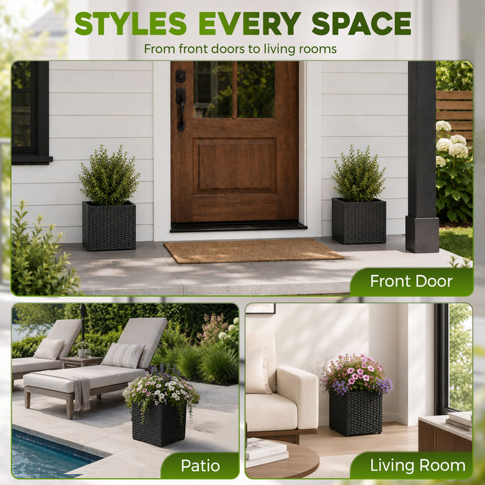 Cubic Planter Box, Plant Pot With Insert Indoor Outdor - Black Daily Nest