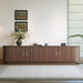 70" TV Stand With Ample Storage, Refined Curved Corners - Dark Brown Hearth and Haven