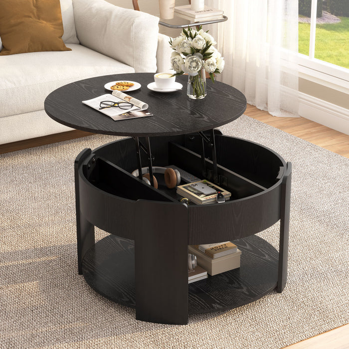 Round Lift Top Coffee Table With Hidden Storage Hearth and Haven