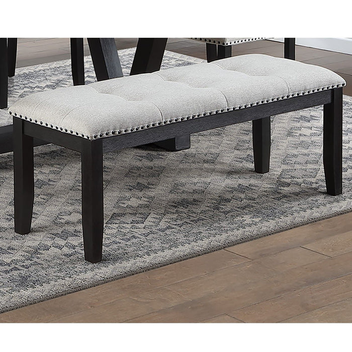 Upholstered Dining Bench With Tufted Seat And Nailhead Trim - Antique Black Home Essentials