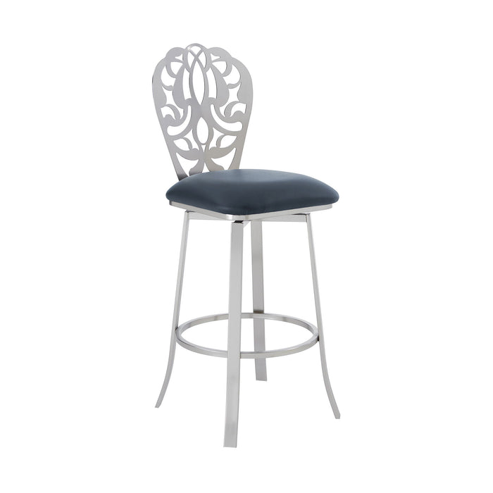 46" Swivel Bar Height Bar Chair - Gray / Silver