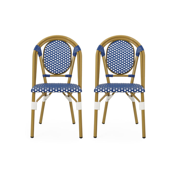 Outdoor Rattan And Aluminum French Bistro Chair Set