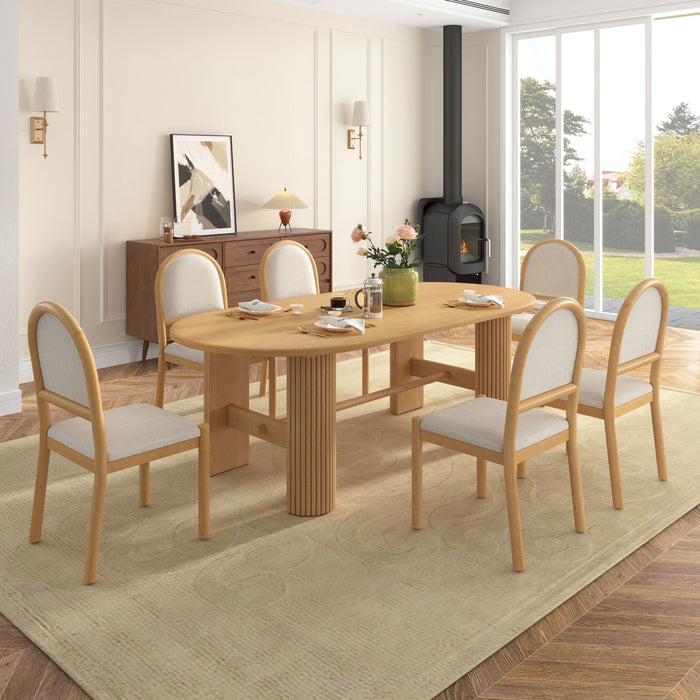 Oval Dining Table Set For 6 With 6 Upholstered Chairs Hearth and Haven