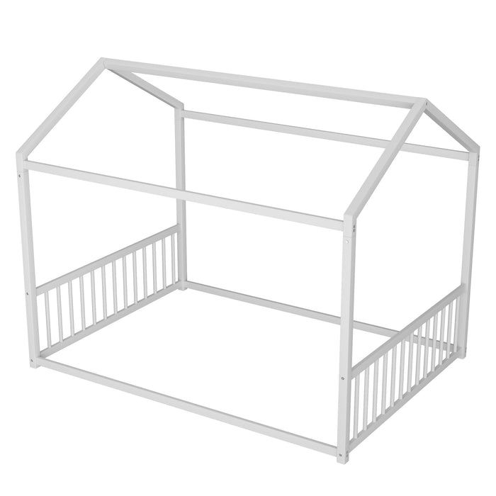 Montessori Style Floor House Shaped Bed With Safety Guardrails Hearth and Haven