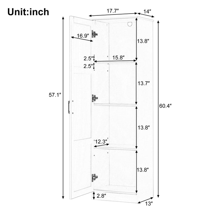 Storage Cabinet With 1 Door And Adjustable Shelf, Rectangle Shape - White Hearth and Haven