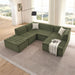 U-Shaped Modular Sectional Sofa With Chaise And Movable Ottoman With Wave-Shaped Armrest Home Essentials