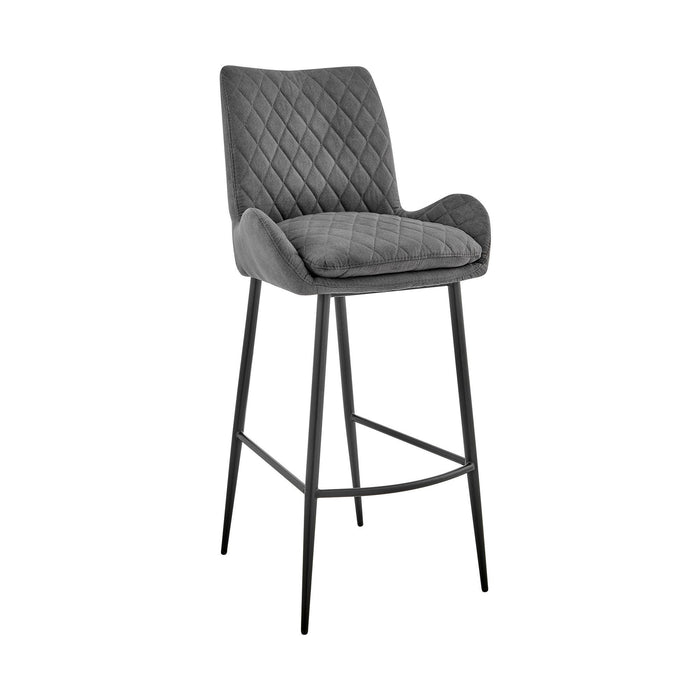 Microfiber and Black Iron Bar Height Chair 43" - Charcoal