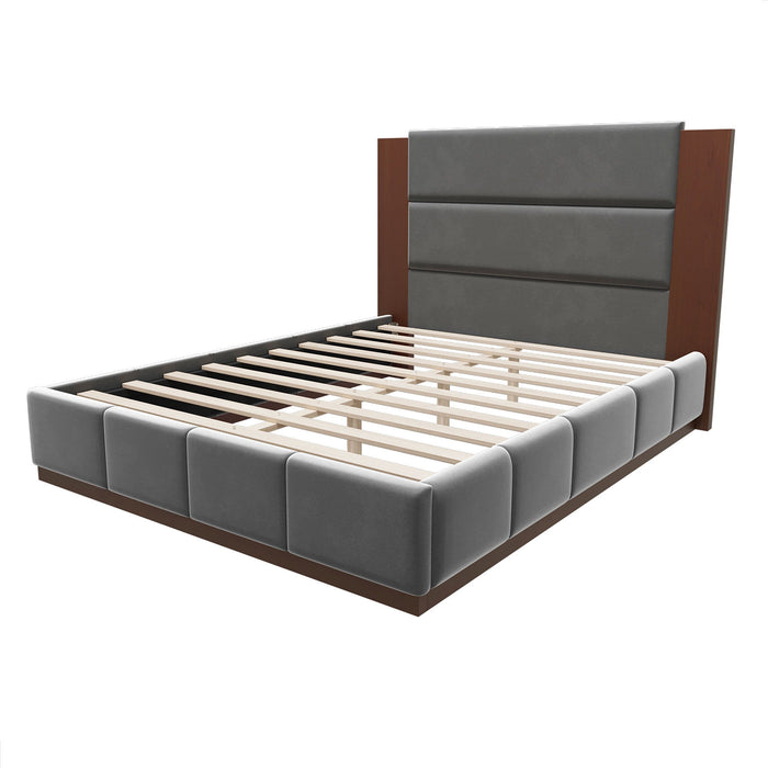 Modern Upholstered Platform Bed With Extended Headboard Hearth and Haven