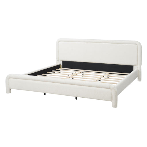 Upholstered Platform Bed Frame With Curved Headboard, Wood Slats Support Artistry At Home