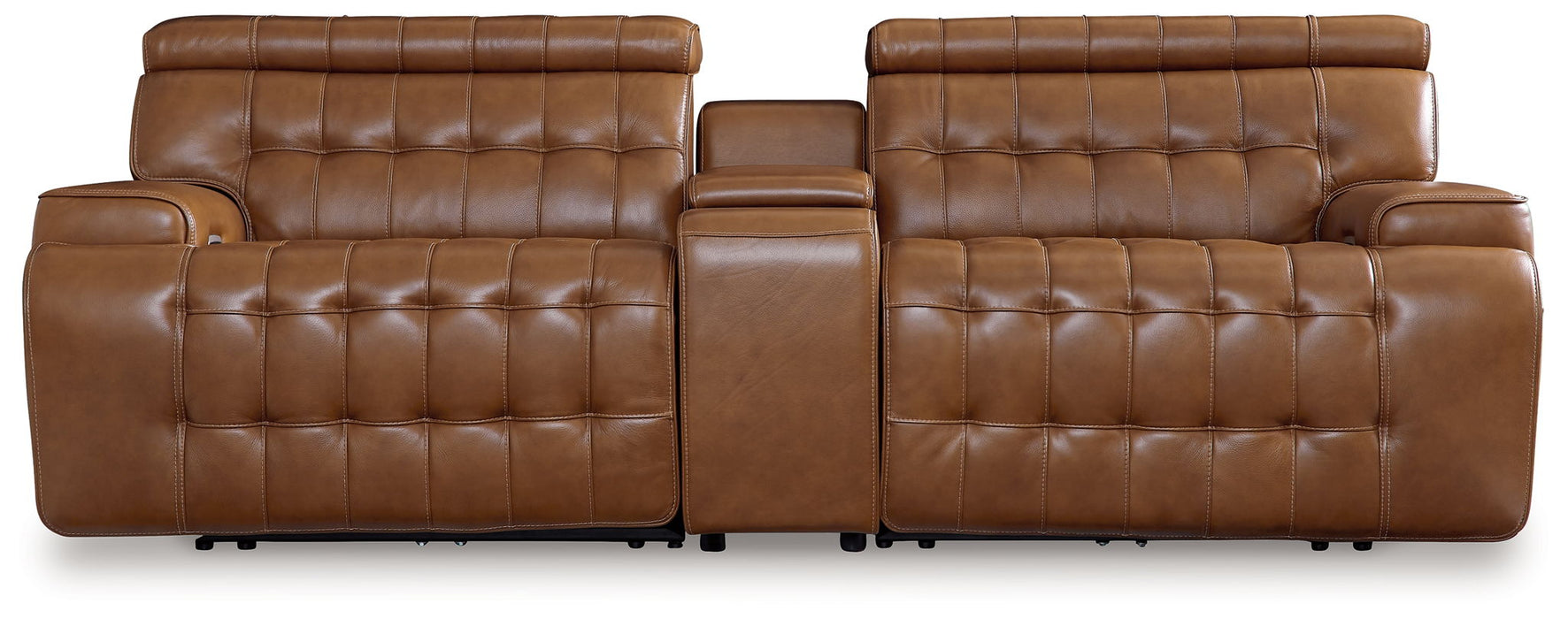 Temmpton - 3-Piece Power Reclining Sectional Loveseat With Console - Chocolate Signature Design by Ashley®