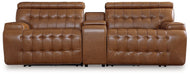 Temmpton - 3-Piece Power Reclining Sectional Loveseat With Console - Chocolate Signature Design by Ashley®