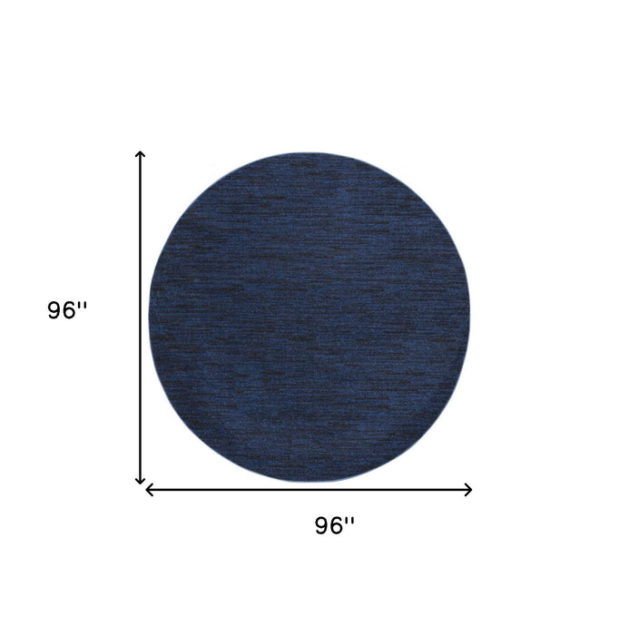 8' Round Stain Resistant Indoor / Outdoor Area Rug - Midnight Blue