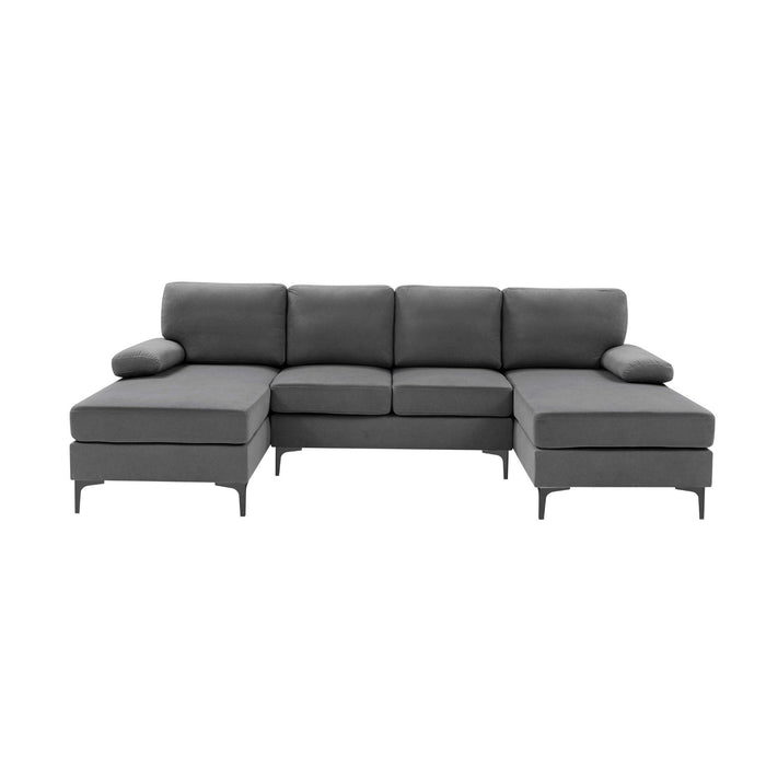 U - Shape Sectional With Legs, Pillow Top Arms - Dark Gray Home Essentials