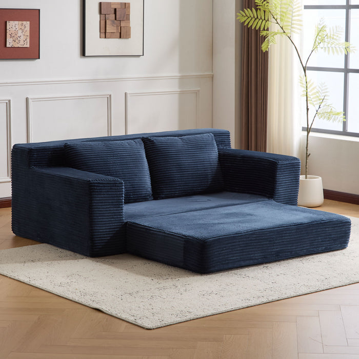 Comfortable Deep Seat Loveseat Sofa Bed, Reversible Cushion With Pillows
