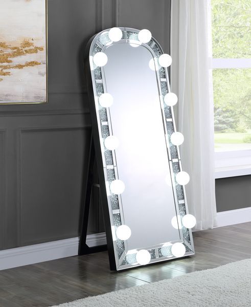 Noralie - Floor Mirror - Mirrored & Faux Diamonds ACME
