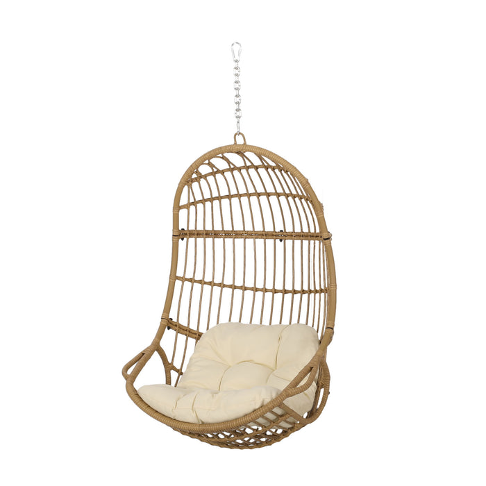 Rustic Hanging Basket Chair With Cushion