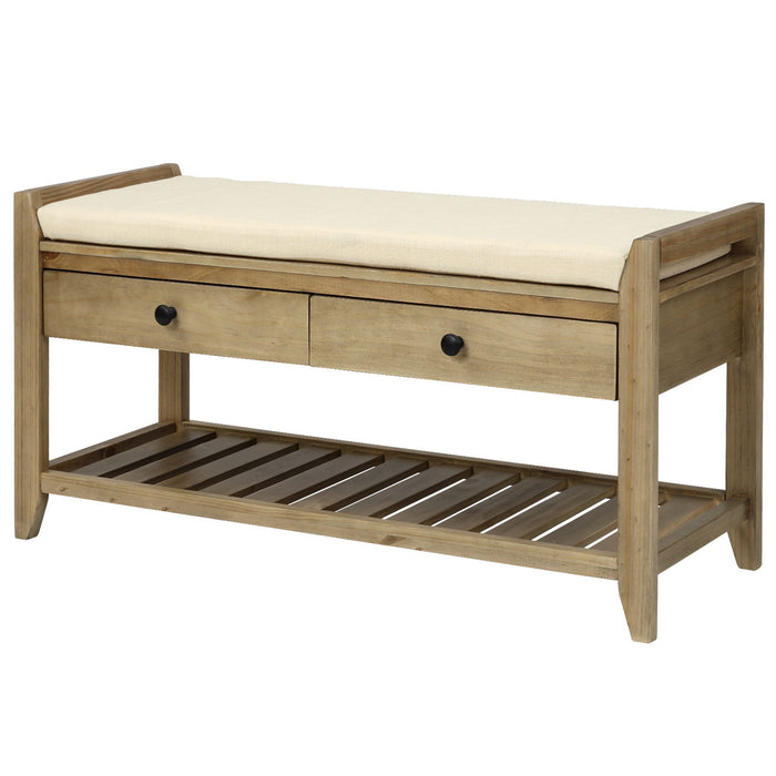 Shoe Rack With Cushioned Seat And Drawers Multipurpose Entryway Storage Bench Wash - Gray Wash Hearth and Haven