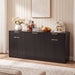 Large Fluted Buffet Sideboard, Wine Bar Storage Cabinet With 6 Doors & 2 Drawers Home Essentials