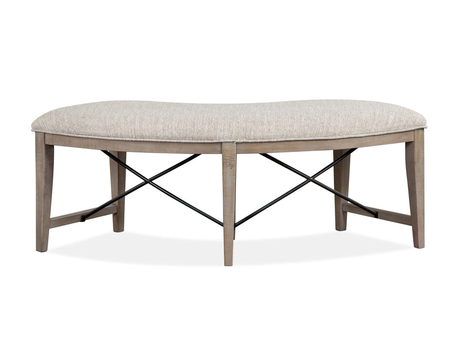 Paxton Place - Curved Bench With Upholstered Seat - Dovetail Gray Magnussen Furniture
