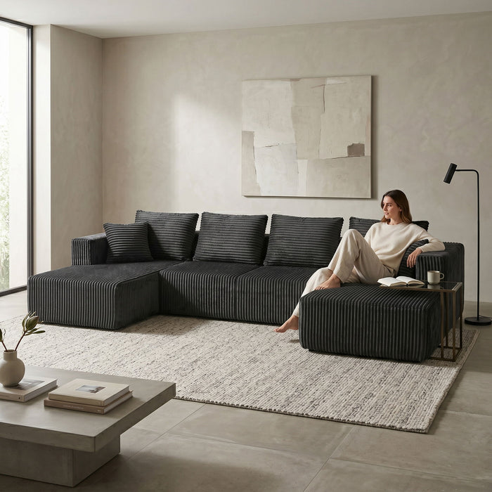 U-Shaped Modular Sectional Sofa With Double Chaise, Oversized Deep Seat For Living Room Home Essentials
