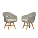 Modern Coastal Rattan Dining Chairs, (Set of 2), Solid Wood Legs - Beige Noble House