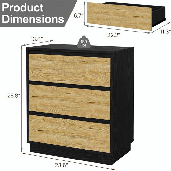 3 Drawer Nightstand, Bedroom Side Table Home Essentials