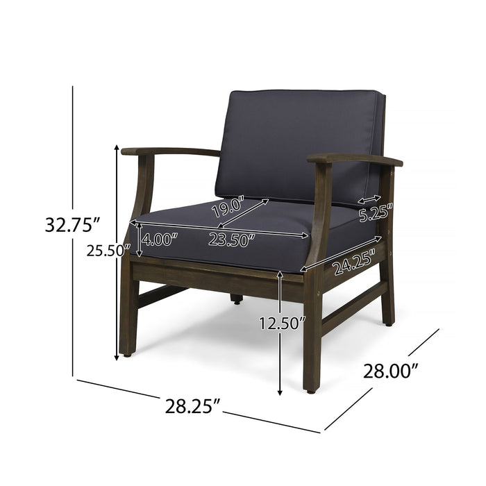 Enchanting Outdoor Club Chair With Slat Panel Design And Water Resistant Cushion - Dark Gray Noble House