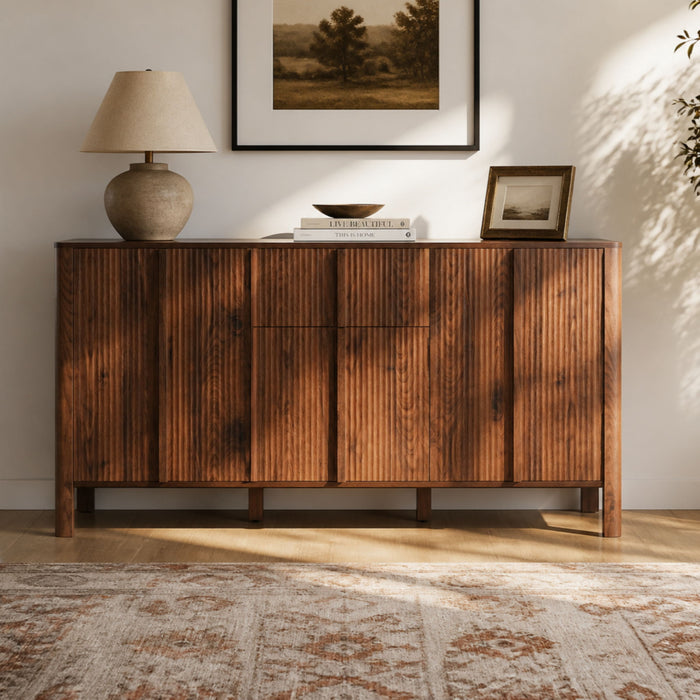 Colored Fluted Sideboard With 3 Doors And 1 Drawer Noble House
