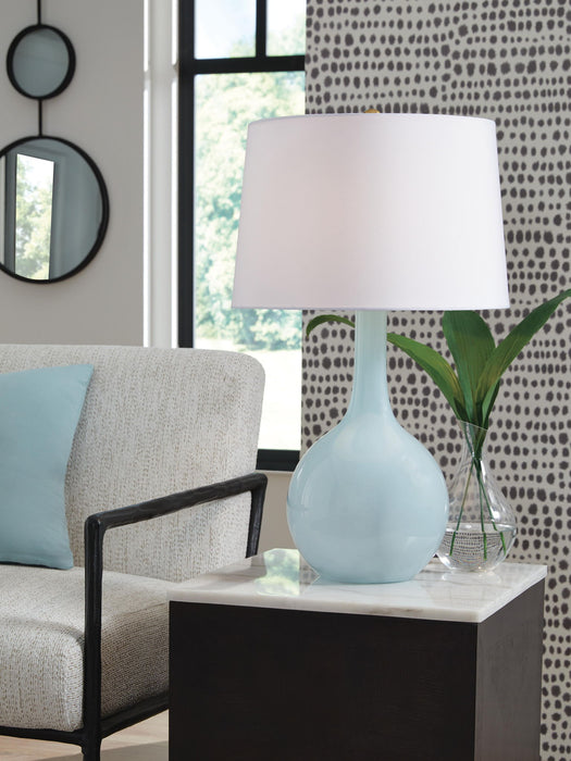Rylanton - Glass Table Lamp - Aqua Signature Design by Ashley®