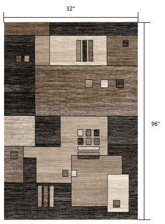 8' Abstract Power Loom Runner Rug - Beige