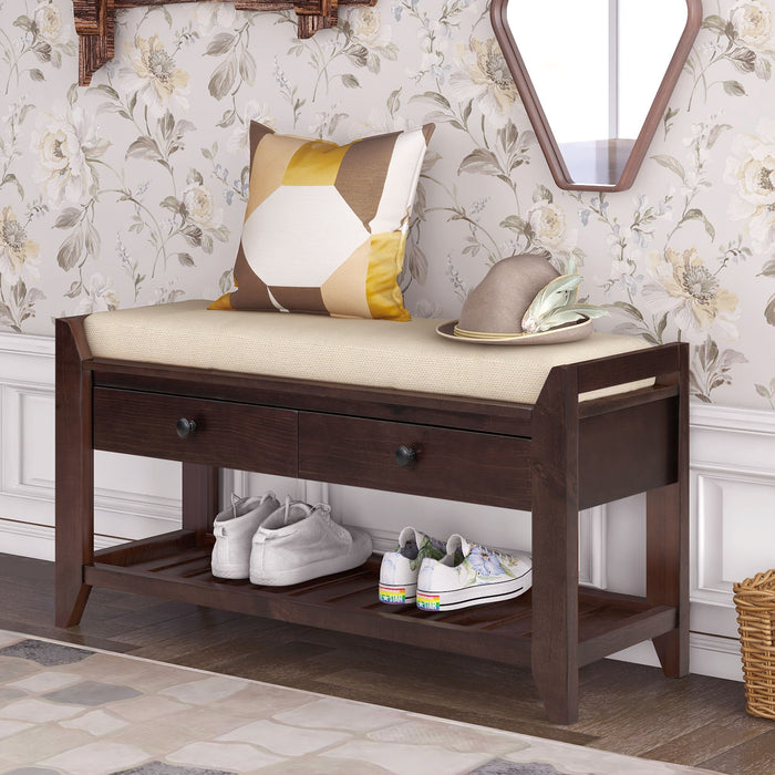 Multipurpose Entryway Shoe Rack With Cushioned Seat And Drawers Hearth and Haven