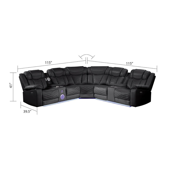 Challenger - Recliner Sectional Sofa, Built In USB, C Ports & Bluetooth Matrix Furniture Group