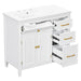 Bathroom Vanity With Sink Top, 3 Soft Closing Drawers Noble House
