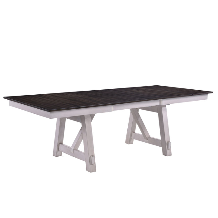 Maisie - Dining Table Top & Base - White / Dark Brown New Classic