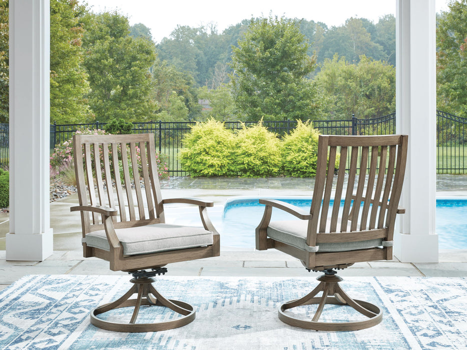 Rainier Ranch - Swivel Chair With Cushion (Set of 2) - Brown / Beige Signature Design by Ashley®