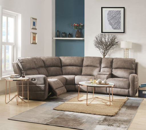 Olwen - Power Motion Sectional Sofa - Mocha Nubuck ACME
