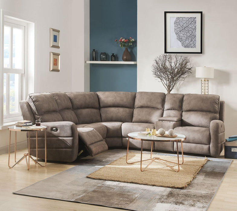 Olwen - Power Motion Sectional Sofa - Mocha Nubuck ACME