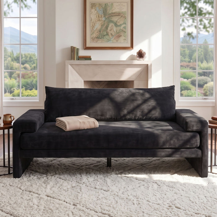 Upholstered 3 Seater Sofa With Wide Armrests Noble House