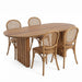 Oval Dining Table Set With 4 Birch Rattan Chairs - Brown / Light Brown Noble House