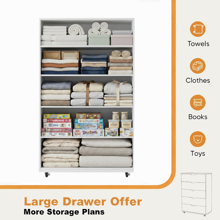 Modern 5 Drawer Dresser With Wheels Home Essentials