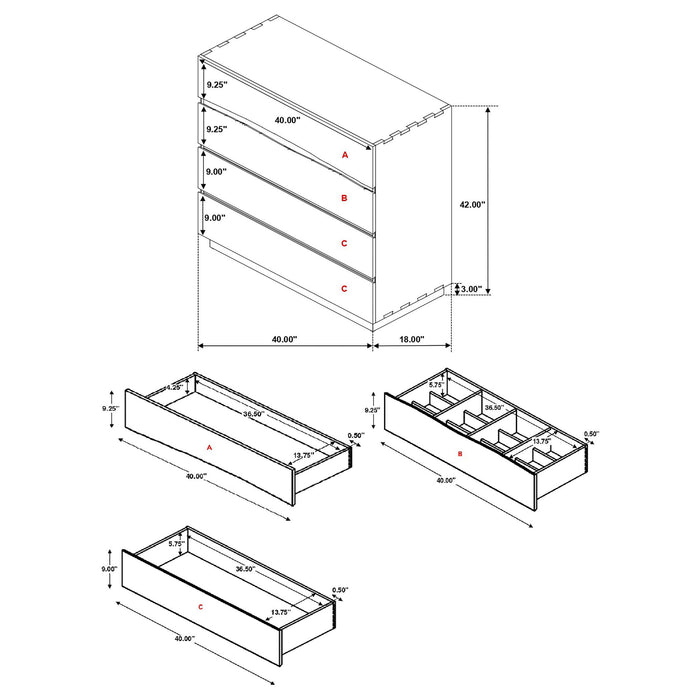 Beverly - 4 Drawer Chest Of Drawers - Walnut Furniture Max