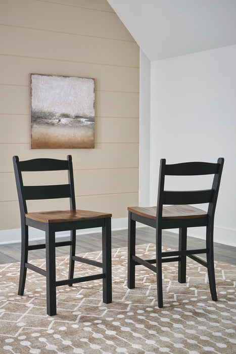 Valebeck - Barstool (Set of 2) - Black / Brown Signature Design by Ashley®