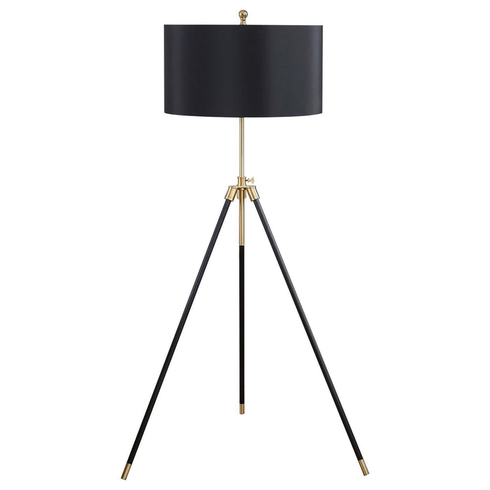 Tripod Drum Shade Floor Lamp With Rotary Switch - Black Furniture Max