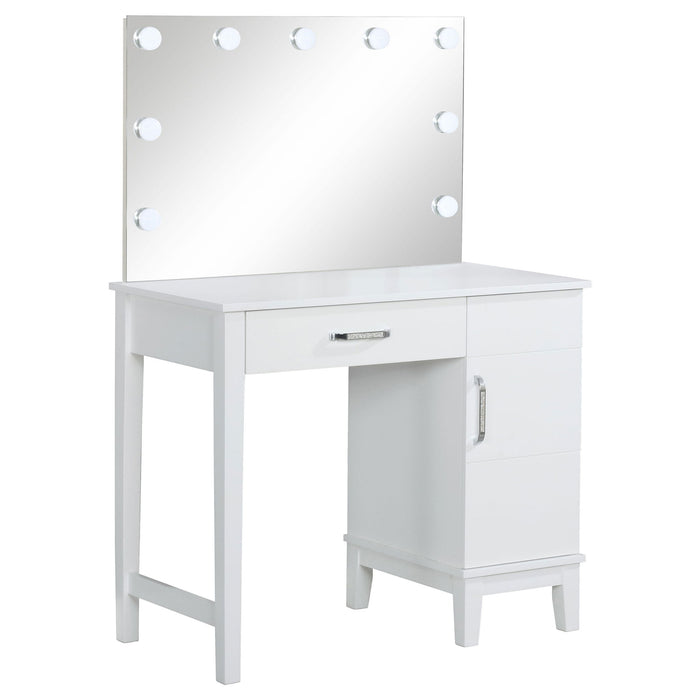 Elijah - Vanity Set With Lighting And Stool - White Furniture Max