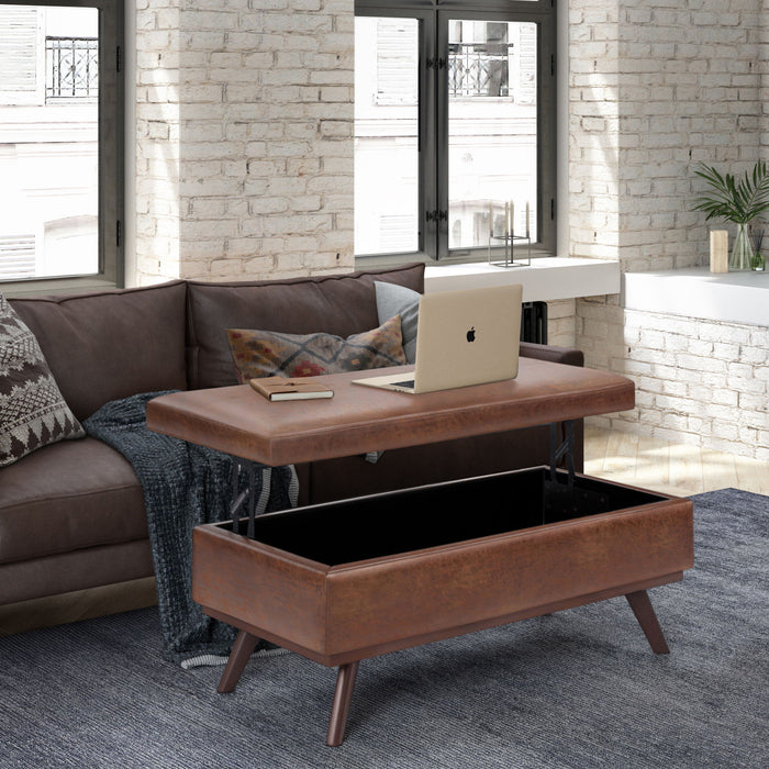 Owen - Lift Top Large Coffee Table Storage Ottoman, Mid Century Style Simpli-Home
