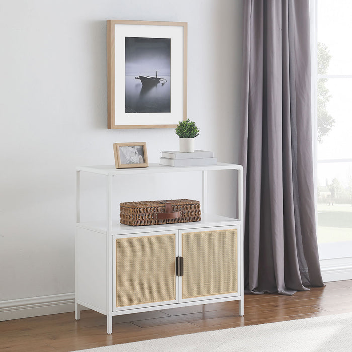 Kenneth - 2 Door Radio Weave Accent Cabinet - White