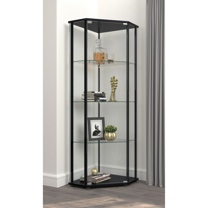 Lysander - 4 Shelf Curio Cabinet With Triangular Silhouette - Black Furniture Max